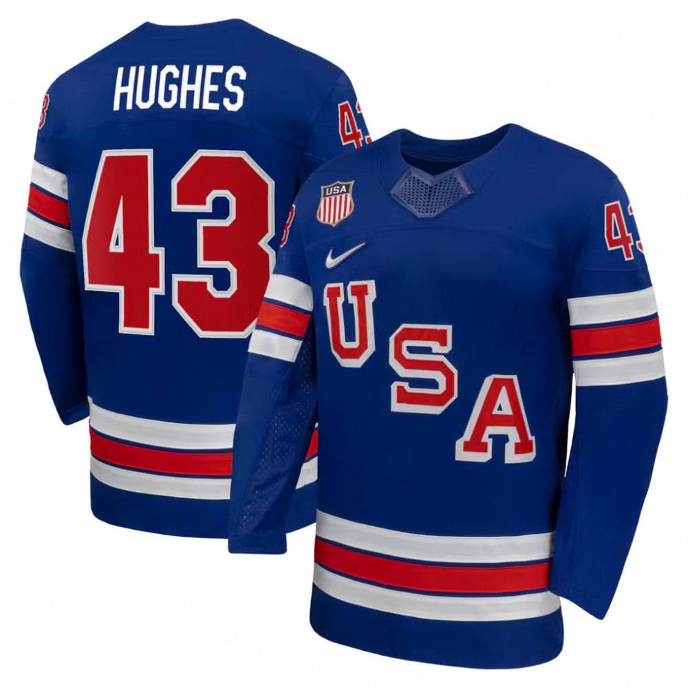 Quinn Hughes USA Hockey Olympic 2026 Royal Home Replica Jersey-Pro Kit Vault | Brand New 26/27 Sports Jerseys